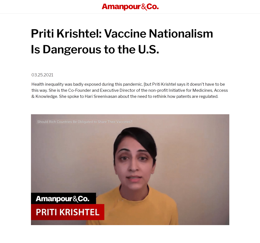 Priti Krishtel: Vaccine Nationalism Is Dangerous to the U.S.