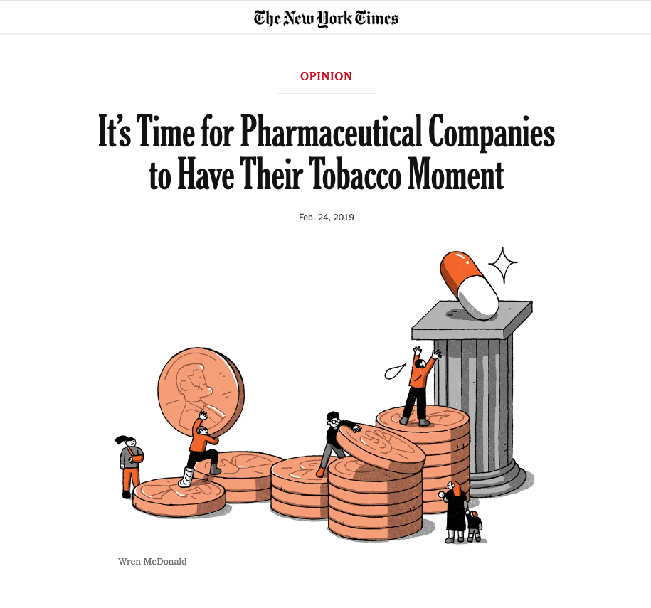 NYT: It's Time for Pharmaceutical Companies to Have Their Own Tobacco Moment